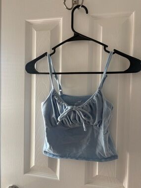 Hollister Pastel Blue Tie-Front Cropped Cami